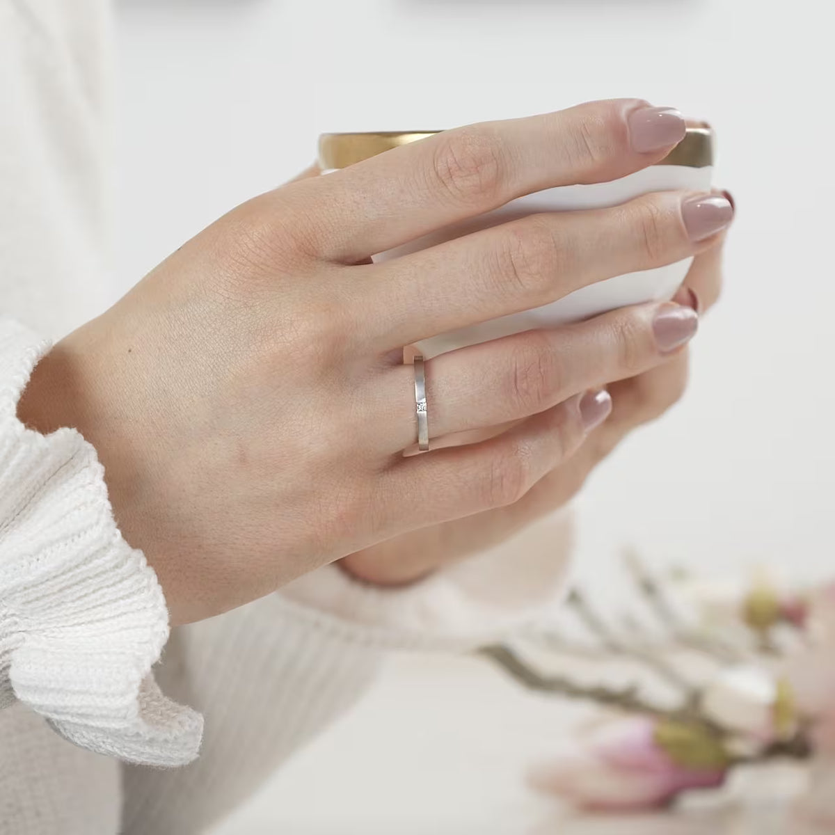 Bague de Tension Princesse 0,04 ct.